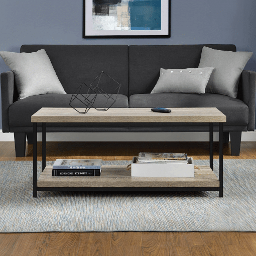 Stork Walnut Orta Sehpa Metal Ayaklı Siyah – Rustik Meşe 02