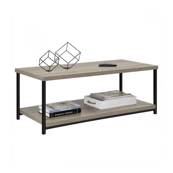 Stork Walnut Orta Sehpa Metal Ayaklı Siyah – Rustik Meşe 04