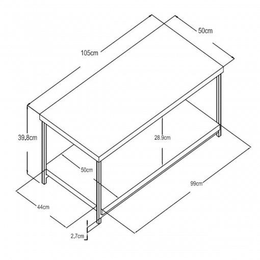 Stork Walnut Orta Sehpa Metal Ayaklı Siyah – Rustik Meşe 06