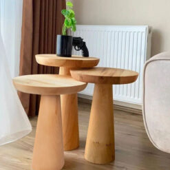 Stork Mushroom Ahşap Mantar Orta Sehpa Takımı, Naturel